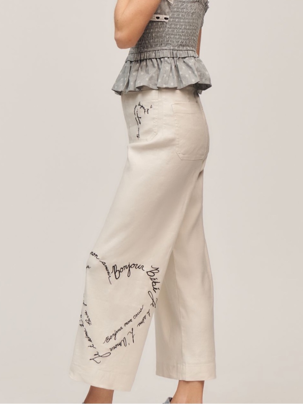 🇫🇷Anthropologie Colette Pants Maeve Linen Cropped Wide-Leg Pants New 28 France - Picture 2 of 15